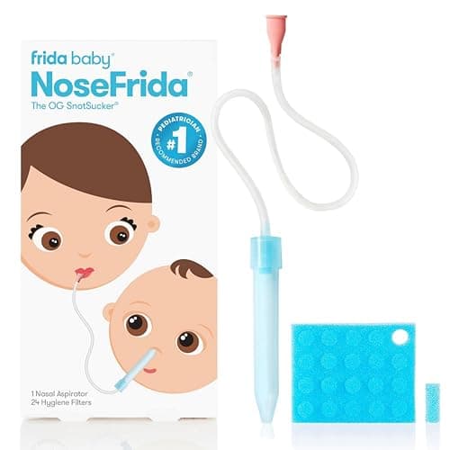 Frida Baby NoseFrida SnotSucker for Baby, Nasal Aspirator for Baby, Nose Sucker Baby Nasal Aspirator for Baby, Congestion Relief with 24 Extra Hygiene Filters, FSA/HSA Eligible