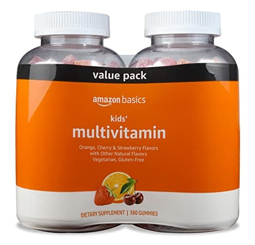 Amazon Basics Kids' Multivitamin, 380 Gummies (2 per Serving), Cherry, Strawberry & Orange (Previously Solimo)