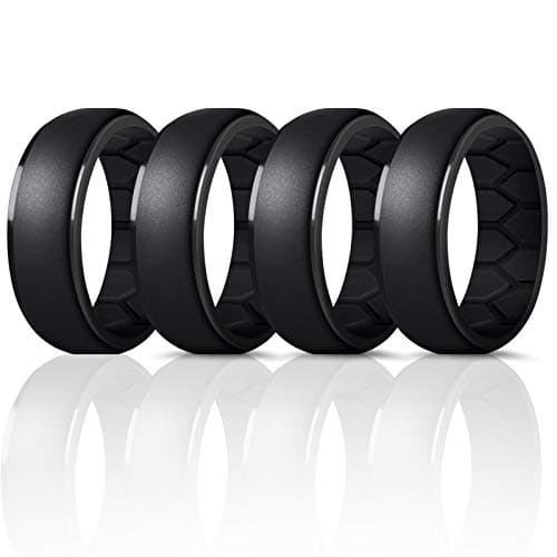 Forthee Silicone Wedding Ring for Men, Breathable Airflow Inner Curve, Mens' Rubber Wedding Engagement Bands for Crossfit Workout, Size 10