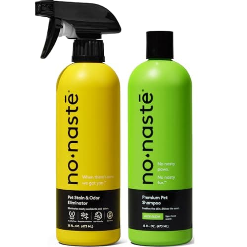 Nonaste Premium Dog Shampoo and Pet Stain & Odor Eliminator Spray (16 Oz, Pack of 2) – USDA Certified Organic Aloe & Oatmeal Dog Shampoo, and Enzyme Cleaner Stain Remover | Dog Wash, Light Fresh Scent