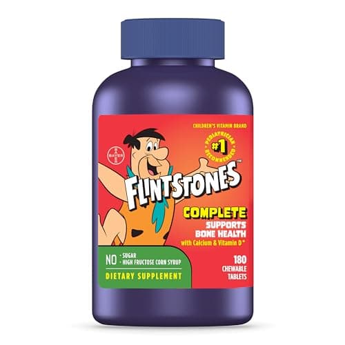 Flintstones Vitamins Chewable Kids Vitamins, Complete Multivitamin for Kids and Toddlers with Iron, Calcium, Vitamin C, Vitamin D & more, 180 count (Packaging May Vary)