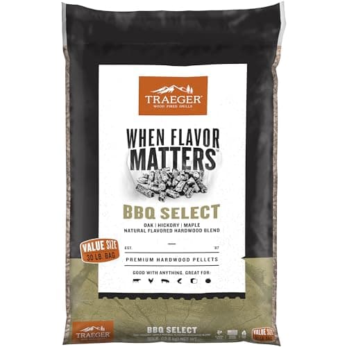 Traeger Grills BBQ Select 100% All-Natural Wood Pellets for Smokers and Pellet Grills, BBQ, Bake, Roast, and Grill, 30 lb. Bag