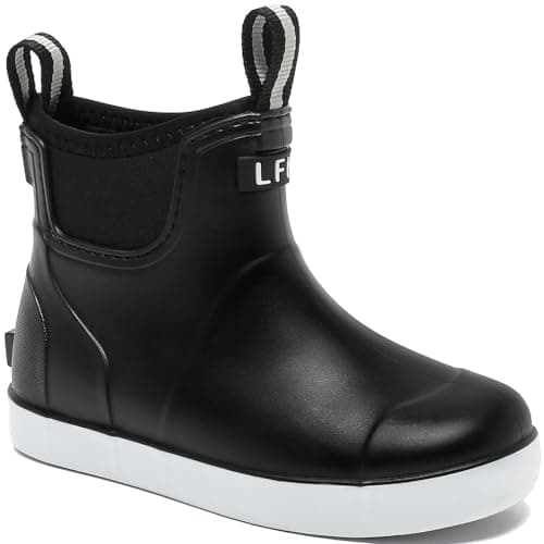 Bkiborkb Kids Deck Boots, Boys Girls Rain Boots with Anti-Slip Traction, Waterproof Ankle Rubber Boots Kids Footwear Chelsea Booties Water Shoes for Fishing,Camping,Garden,Outdoor Playing