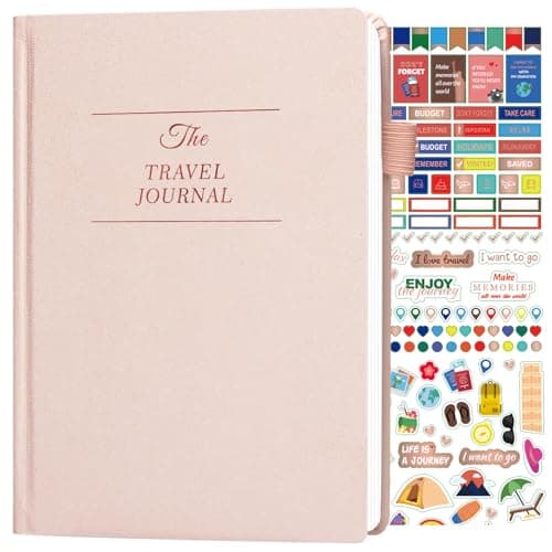 Travel Journal for Women & Men - Budget Travel Planner Notebook for 6 Trips Organizer- Travel Scrapbook to Record Memories and Adventures - Gifts for People Who Travel, Pink
