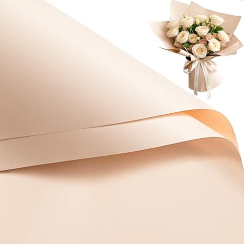 RUSPEPA 20 Sheets Flower Wrapping Paper, Waterproof Floral Bouquet Wrapping Paper, Florist Supplies Packaging for Birthday, Party, Wedding and DIY Crafts - Champagne