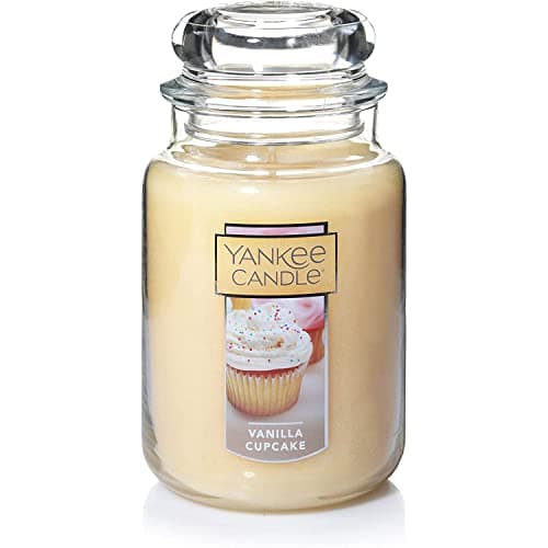 Yankee Candle Vanilla Cupcake Scented Classic 22oz Large Jar Single Wick Candle, Over 110 Hours of Burn Time, Ideal for Creating Relaxing Ambience & Holiday Gifting