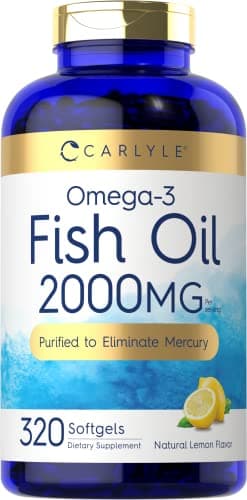 Carlyle Fish Oil Supplements | 2000mg | 320 Softgels | EPA & DHA | 600mg Total Omega-3 | Non-GMO, Gluten Free Pills