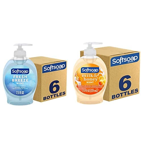 Softsoap Liquid Hand Soap Fresh Breeze (7.5 Fl Oz, Pack of 6) Moisturizing Liquid Hand Soap, Milk and Honey (7.5 Fl Oz, Pack of 6)