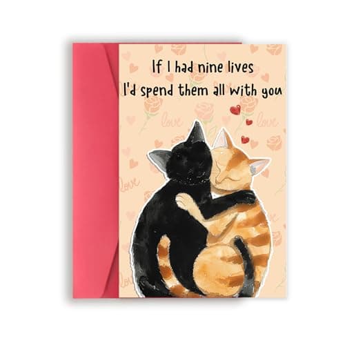 Missonemi Cats Valentines Day Card, Funny Valentines Day Gifts for Him Her, Cute Anniversary Card & Gifts for Women Men, Lovely Valentines Day Card Gifts for Husband Wife Boyfriend Girlfriend