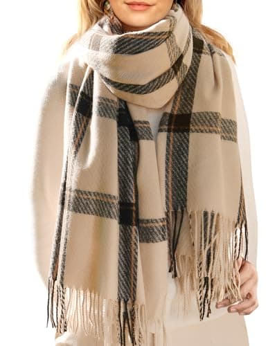 FURTALK Winter Scarf for Women Shawl Soft Tassel Plaid Large Oversized Scarves Wraps