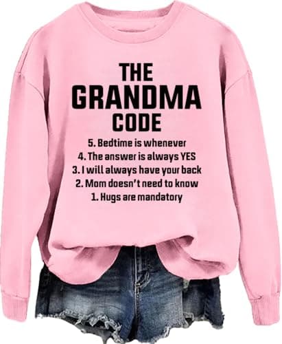 Grandma Sweatshirts For Women Nana Sweatshirt The Grandma Code Sweatshirt Gigi Long Sleeve Shirts Gift Tops Pink