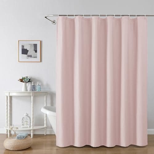 OWENIE Pink Shower Curtain or Bathroom 72x72 Inch, 3D Embossed Textured Waffle Fabric Shower Curtains, Soft Hotel Farmhouse Style, Water Repellent, Machine Washable, Pink, 72" W x 72" L
