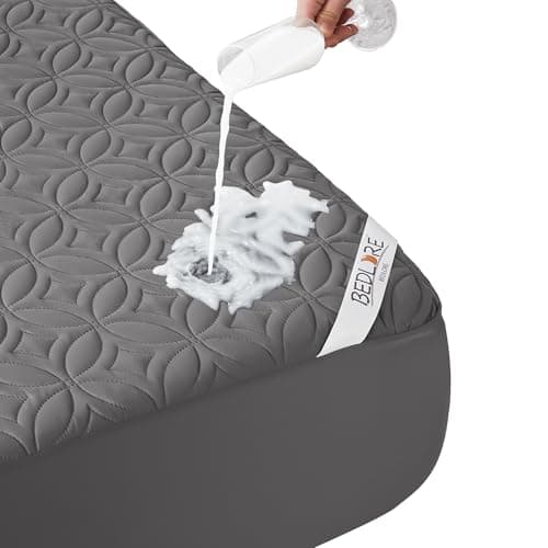 BEDLORE Waterproof Mattress Protector, Queen Size Mattress Pad Noiseless with Deep Pocket 6"-18" Depth, Soft Breathable Dirt-Proof Bed Mattress Cover Washable for Home, Bedroom, Hotel (Gray)