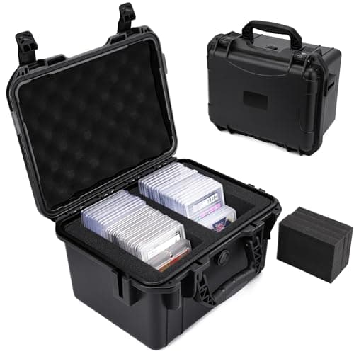 QINGUANG Graded Card Storage Box,Trading Card Case with 4 Foam Dividers,IP67 Waterproof PSA Slab Case for PSA/CSG/CGC/SGC/BGS Top Loaders Sports Cards