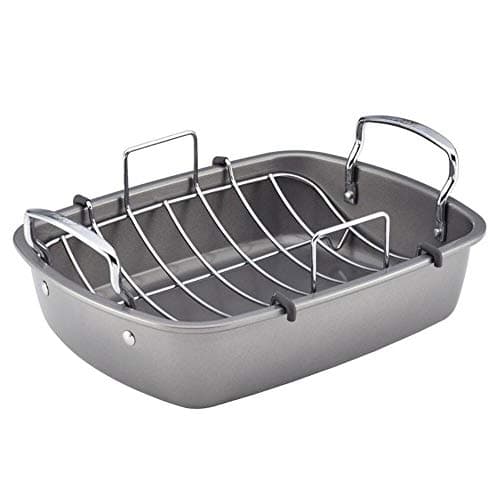 Circulon Nonstick Roasting Pan / Roaster with Rack - 17 Inch x 13 Inch, Gray