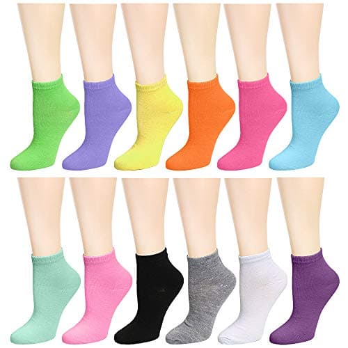 Falari 12 Pairs Women Novelty Ankle Socks Colorful ComfortSoft Lightweight Sports Athletic Socks (12 Colors)