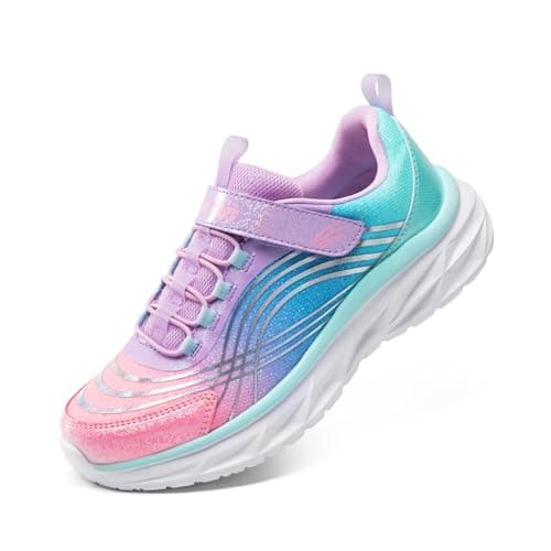 DREAM PAIRS Girls Shoes Sneakers Kids Tennis Shoes Sparkle ColorBurst Lightweight Running Casual Walking Shoes,Size 13 Little Kid,Pink/Rainbow,SDRS2405K
