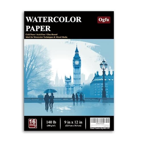 Watercolor Paper Pad, Watercolor Pad 9x12”, 300 GSM/ 140 lb Water Color Paper, 16 Sheets Cold Press - Painting, Drawing & Art Supplies for Adults & Kids, Watercolor Sketchbook for Wet & Dry Media.