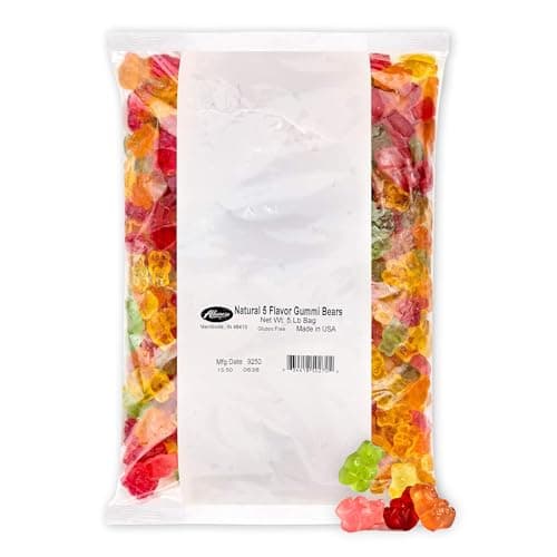 Albanese World's Best 5 Natural Flavor Gummi Bears, 5lbs of Candy