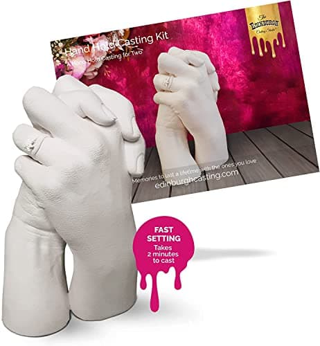 Edinburgh Premium Hand Casting Kit Couples - Lifelike Stone Sculpture for Two DIY Mother's Day Hand Mold Mom Dad Gifts Wedding Engagement Anniversary Husband Wife Boyfriend Girlfriend Unique Ideas