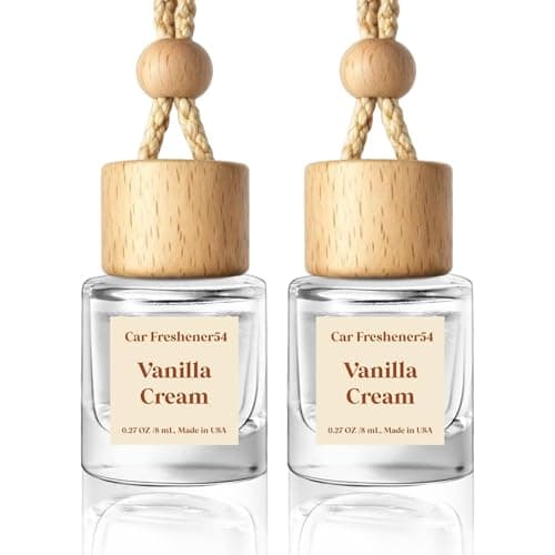 HoogaLife Car Air Freshener Diffuser 2 Pack Hanging Air Freshener Diffuser - Vanilla Cream Fragrance Oil Air D iffuser for Car, 45+ days Long Lasting Fragrance Made in USA C ar Air Fresheners (V54)