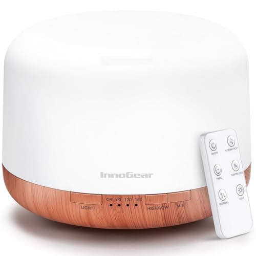 InnoGear 500ml Essential Oil Diffuser with Remote Control, Premium Ultrasonic Aromatherapy Diffusers Scent Humidifier Vaporizer Auto-Off Timer for Large Room Home, Yellow