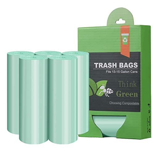 Compostable Trash Garbage bags,AYOTEE 13-15 Gallon Tall Kitchen Trash Bags,Heavy Duty Unscented 1.18Mils 55 Liter,60 Count,Strong Thicken Rubbish Waste Can Liners for Kitchen Garden Home