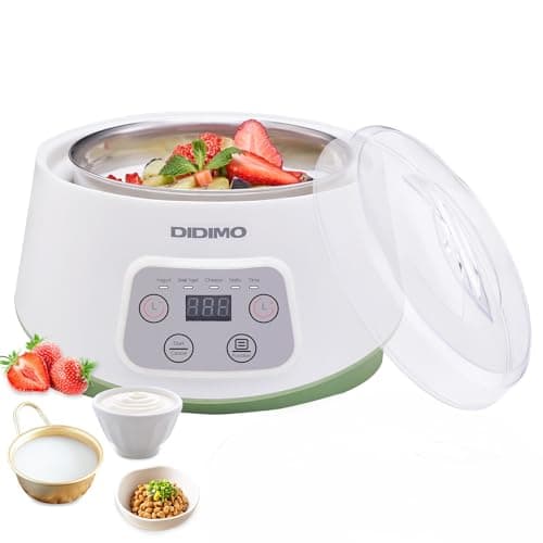 Yogurt Maker, Greek Yogurt Maker with Timer Control and Strainer, Yogurt Maker Machine with Stainless Steel Liner, Electric Portable Yogurt Maker for Yogurt, Greek Yogurt, Cheese, Natto (White)