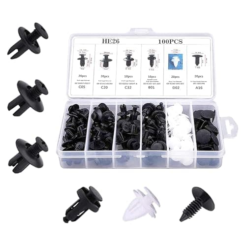 GAOLAOSY 100PCS Car Bumper Retainer Clips, Automotive Body Trim Fixed Clip, Auto Door Panel Push Pin, Universal Vehicle Plastic Rivets Kit with Storage Box (100PCS)