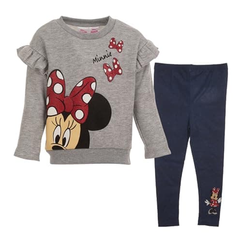 Disney Minnie Mouse Toddler Girls Fleece Sweatshirt and Leggings Outfit Set Grey 3T