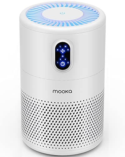 MOOKA Air Purifiers for Home Large Room up to 1076 ft², H13 True HEPA Air Filter Cleaner, Odor Eliminator, Remove Smoke Dust Pollen Pet Dander, Night Light(Available for California)