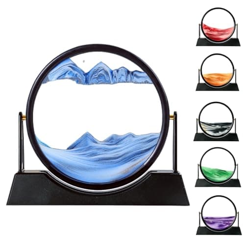 ZSDSZDZY Moving Sand Art Picture Liquid Motion, 3D Quicksand Décor, Deep Sea Sandscapes with Display Flowing Sand Frame for Relaxing, Desktop Office Home Decoration (Blue)