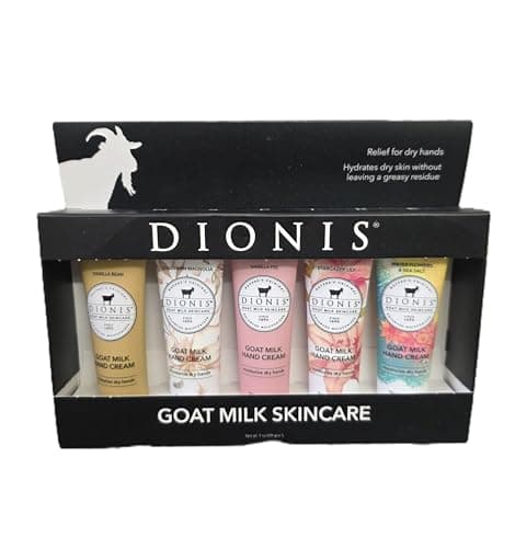 Dionis Goat Milk Hand Cream Gift Set, 5 Pack Assorted Fragrances with Vanilla Bean, Southern Magnolia, Vanilla Fig, Stargazer Lily, Water Flowers and Sea Salt, Non-Greasy Formula
