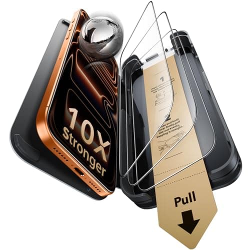 ESR Accessory Glass by Corning™ 3 Pack 9H+ Glass for iPhone 17 Pro Max Screen Protector, with AR Anti-Reflective Technology, Military Grade Shatterproof & Durable with UltraFit Tray