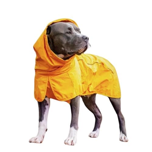 Spark Paws Dog Raincoat, Waterproof Windproof Rain Jacket, for Small Medium Large Extra Large Dogs, Reflective Breathable Full-Body Coverage Dry Suit - Mustard Yellow - 3XL