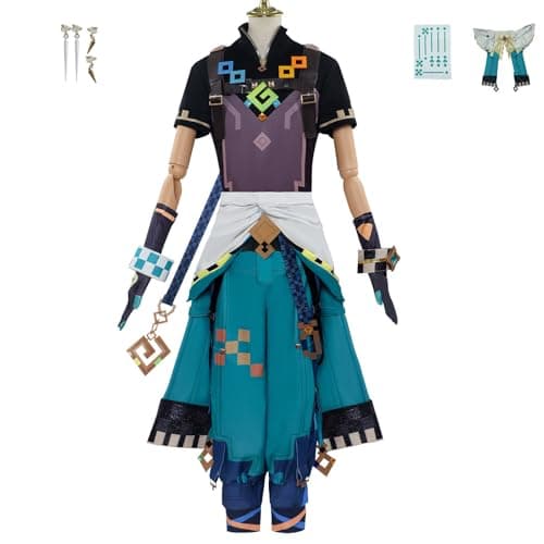 Helltaker Kinich Costume Cosplay Tops Pants Outfit Full Set with Sticker for Halloween Party