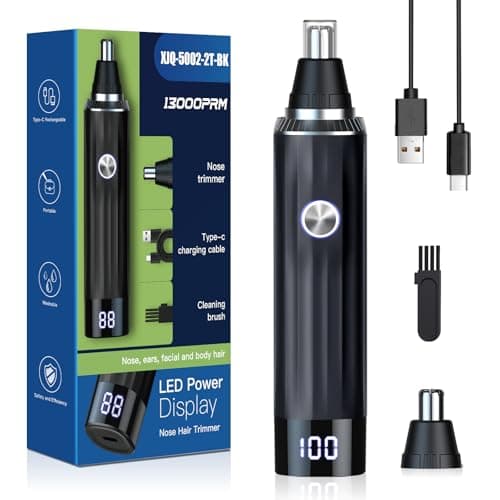 Ginity LED Display Ear and Nose Hair Trimmer Clipper for Men Women,2025 Rechargeable 2 in 1 Professional Painless Eyebrow & Facial Hair Trimmer with Powerful Motor