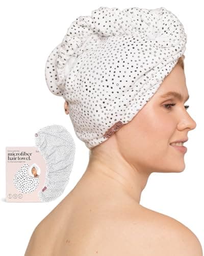 Kitsch Microfiber Hair Towel Wrap for Women - Microfiber Towel, Super Absorbent, Quick Dry, Anti-Frizz - for Long and Short Hairs, Turbans for Women, Wet and Curly Hair Wrap - Micro Dot