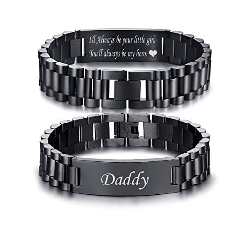 VNOX Dad Bracelet for Dad from Daughter - Stainless Steel Link Bracelet Personalized Dad Jewelry Fathers Gifts for Dad Daddy Father form Daughter Kids, Father Day Birthday Day Gifts for Dad