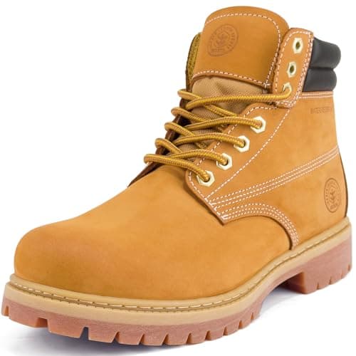Jacata Men's Water Resistant Leather Work Boot Rubber Sole Construction Oil Resistant Utility Industrial Boots (Size 9)