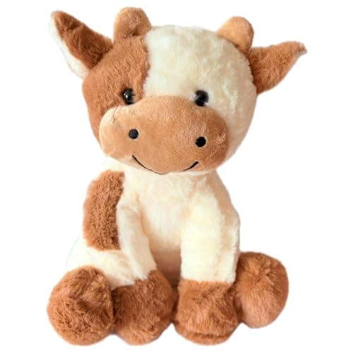 BSVOME 9 inches Cow Stuffed Animal Soft Plush Cute Cow Doll for Boys Girls (Brown Cow)