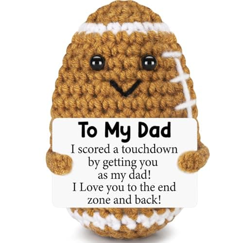 Best Birthday Gifts for Father #9 from BiuNiuring Dad Gifts from Daughter Son Wife, Positive Handmade Crochet Dad Valentines Birthday Gift, Funny Cute Small Gifts for Dads, I Love You Papa Valentines Day Gift Idea, Unique Football Doll for Step-Dads