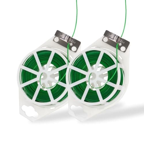 NanWantee 2 Pack 492FT Garden Twist Tie with Built-in Cutter, Rustproof Green Coated Plant Ties for Gardening, Flexible Reusable Tomatoes Ties Support for Indoor Outdoor Home and Office Use