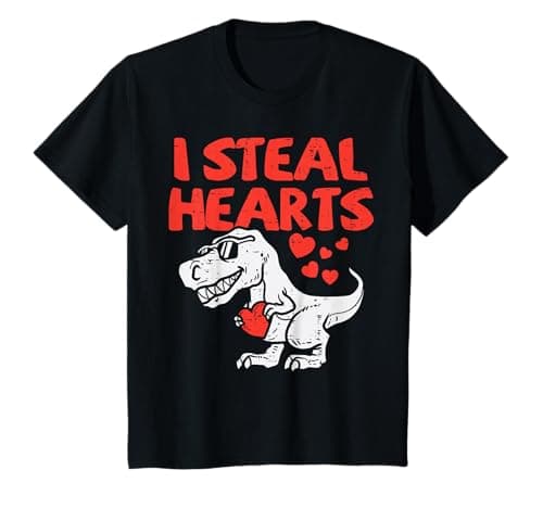 Kids I Steal Hearts Trex Dino Baby Boy Valentines Toddler Kids T-Shirt