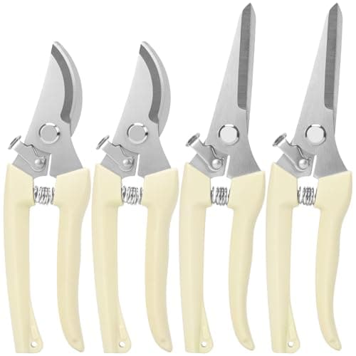 4PACK Pruning Shears, Stainless Steel Garden Shears, Sharp Handhled Gardening Scissors, Bypass & Straight Blade Garden Clippers for Plants, Flowers, Fruits Trees, Gardening Gifts for Women & Men