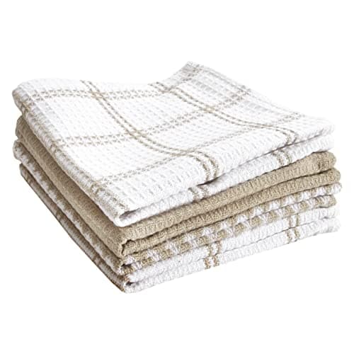 T-Fal Premium Waffle Dish Cloths: Highly Absorbent, Super Soft Long Lasting - 100% Cotton, 12"x13" Flat Waffle Dish Towel for Cleaning & Drying Dishes, (4-Pack), Sand