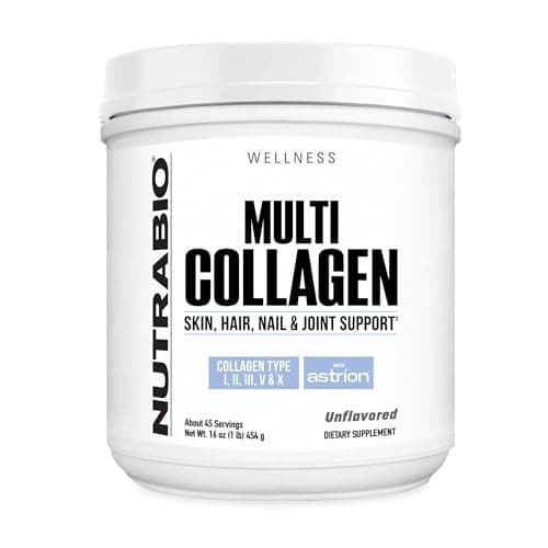 NutraBio Multi Collagen Powder- Hydrolyzed Collagen Peptides for Glowing Hair & Skin- Grass-Fed- Collagen Powder for Women and Men- 45 Servings