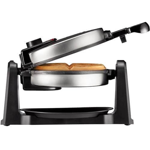 Chefman Rotating Belgian Waffle Maker, 180° Flip Iron w/ Non-Stick Plates, Adjustable Timer, Locking Lid, & Drip Plate, Space Saving Storage, Mess-Free Breakfast, Stainless Steel/Black