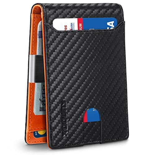 RUNBOX Money Clip Wallets for Men,Slim Leather Mens Bifold Wallet,RFID Blocking Front Pocket Wallet,Thin Credit Card Holder with Gift Box