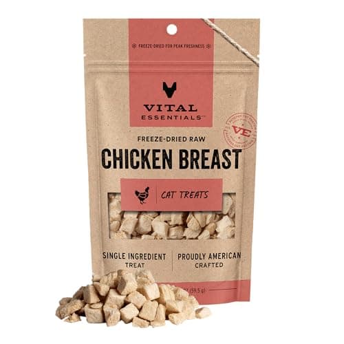 Vital Essentials Chicken Breast Cat Treats, 2.1 oz | Freeze-Dried Raw | Single Ingredient | Grain Free, Gluten Free, Filler Free